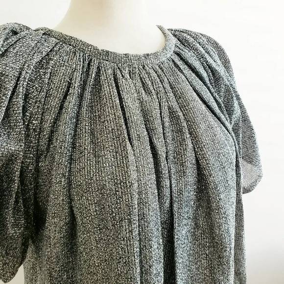 Vintage Silver Lurex Blouse Sparkly & Shiny Est. Size Medium - Picture 2 of 6